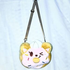 BEWALTZ DONUT CAT Crossbody Bag Plush Kitty Face Pink Donut Sprinkles NEW NWT